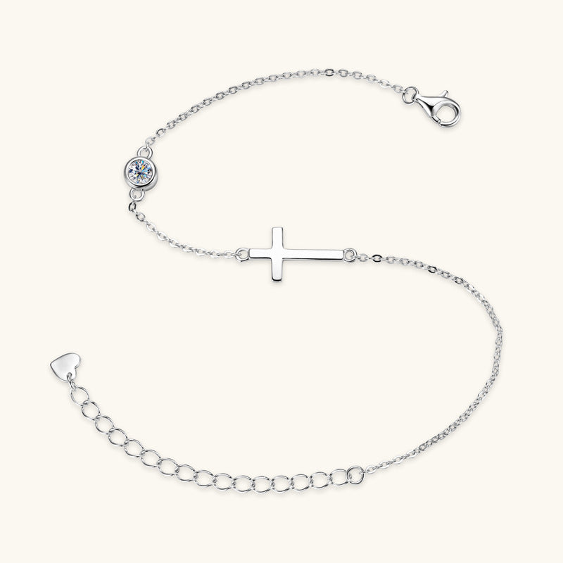 Radiant Cross | 925 Silver & Moissanite Bracelet