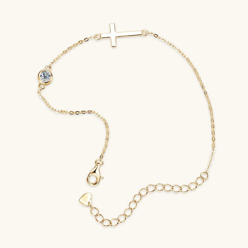 Radiant Cross | 925 Silver & Moissanite Bracelet