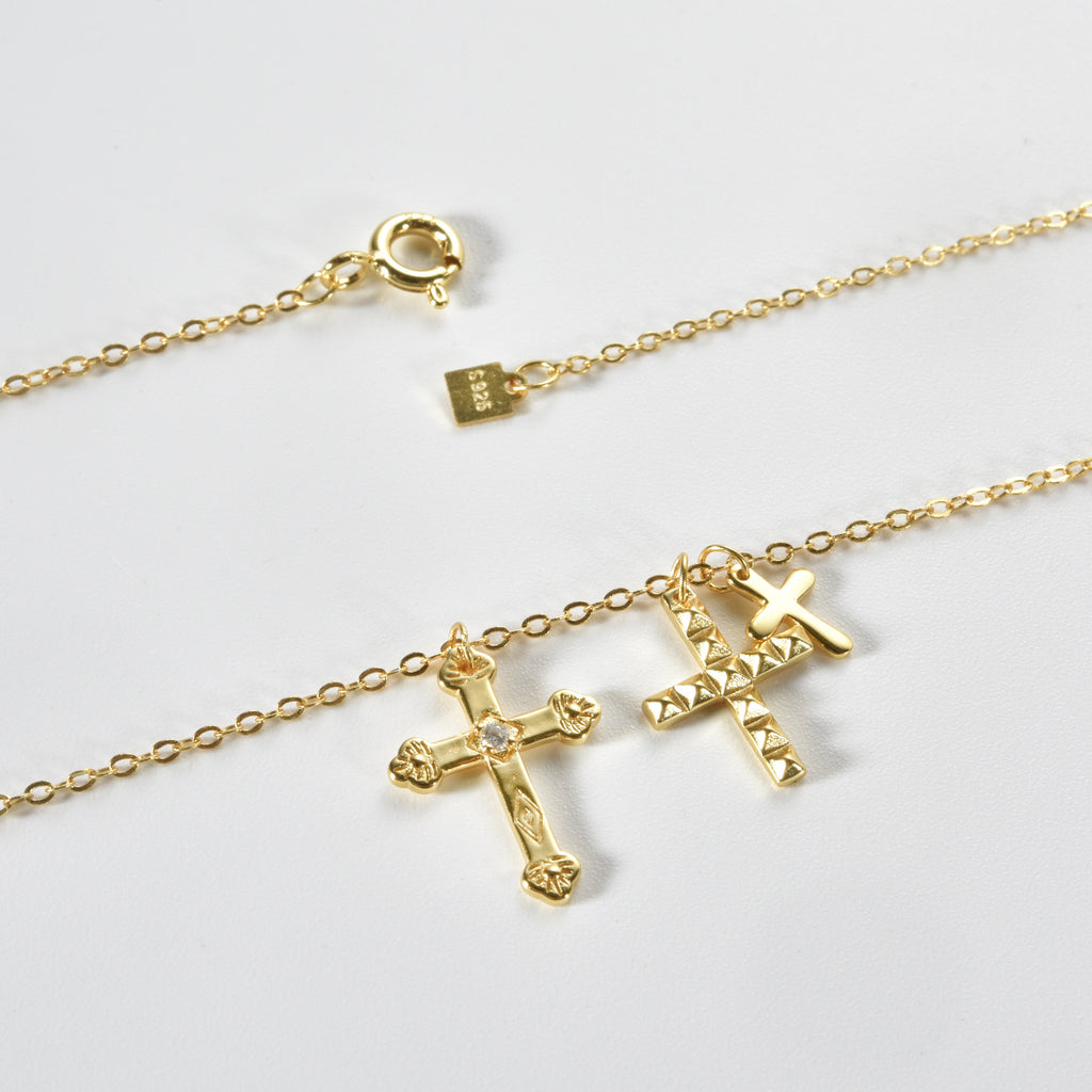 Trilogy Cross Chain | 925 Silver Clavicle Necklace
