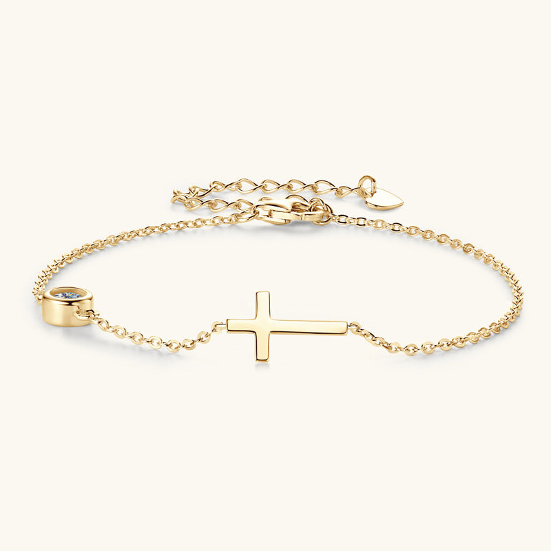 Radiant Cross | 925 Silver & Moissanite Bracelet