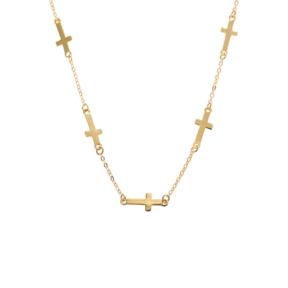 God Is With You - Multi Cross Pendant Necklace (18k Gold-Plated 925 Sterling Silver)