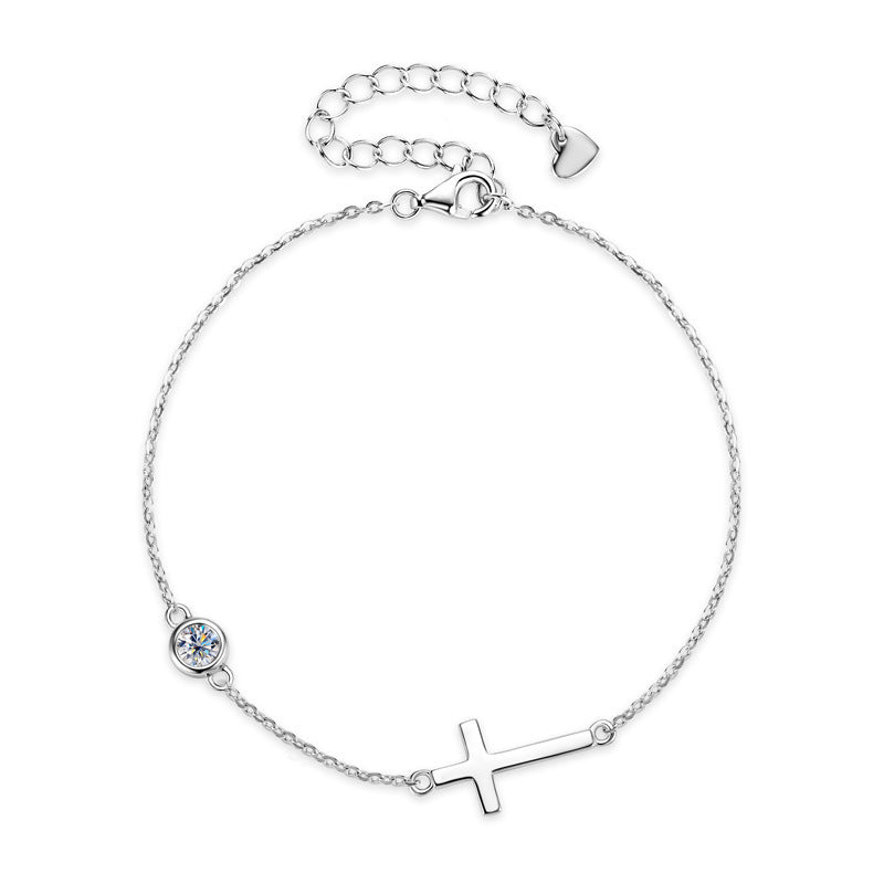 Radiant Cross | 925 Silver & Moissanite Bracelet
