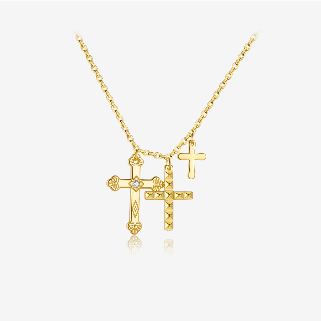Trilogy Cross Chain | 925 Silver Clavicle Necklace