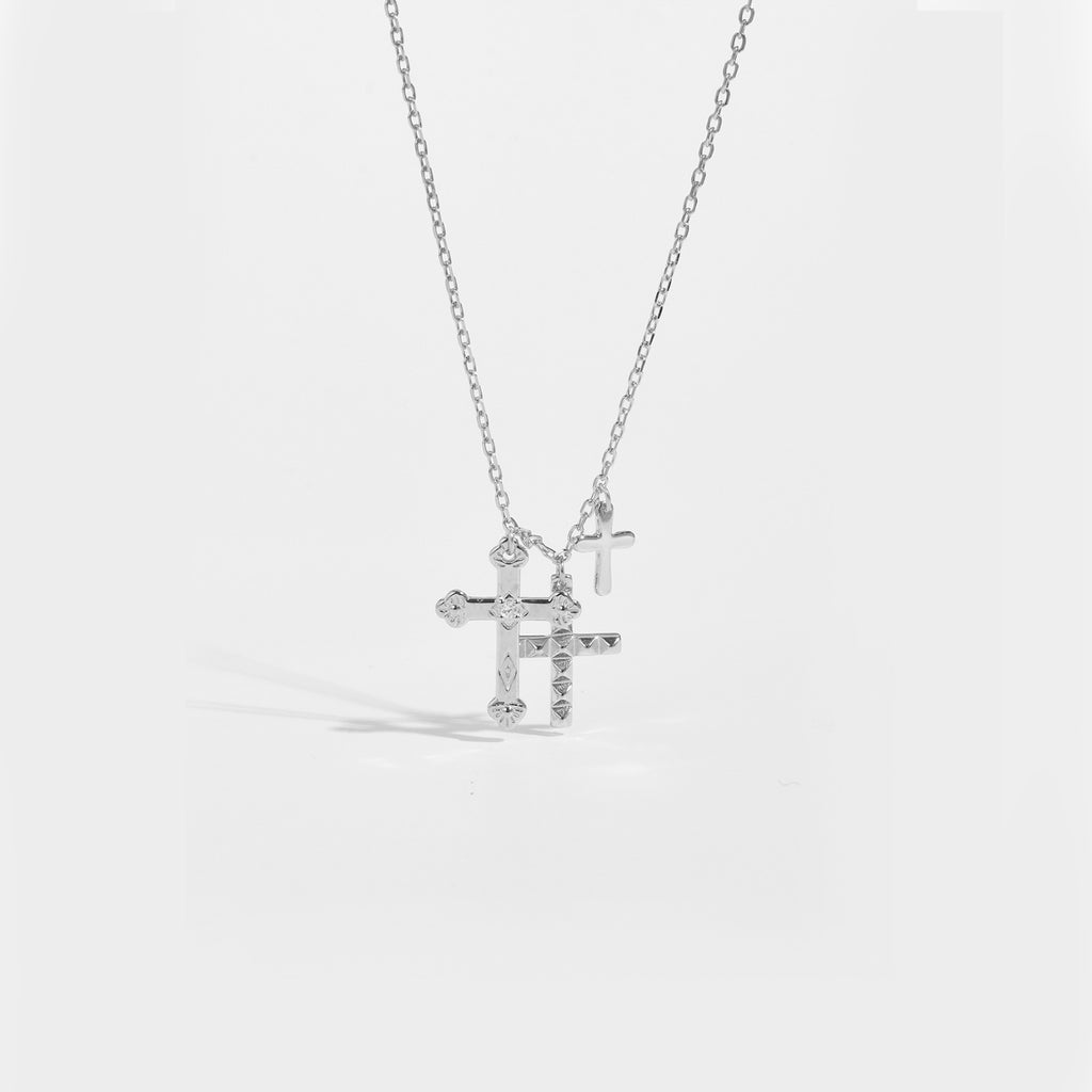 Trilogy Cross Chain | 925 Silver Clavicle Necklace