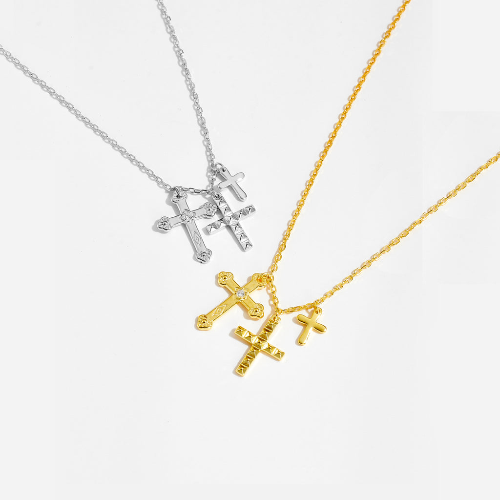 Trilogy Cross Chain | 925 Silver Clavicle Necklace