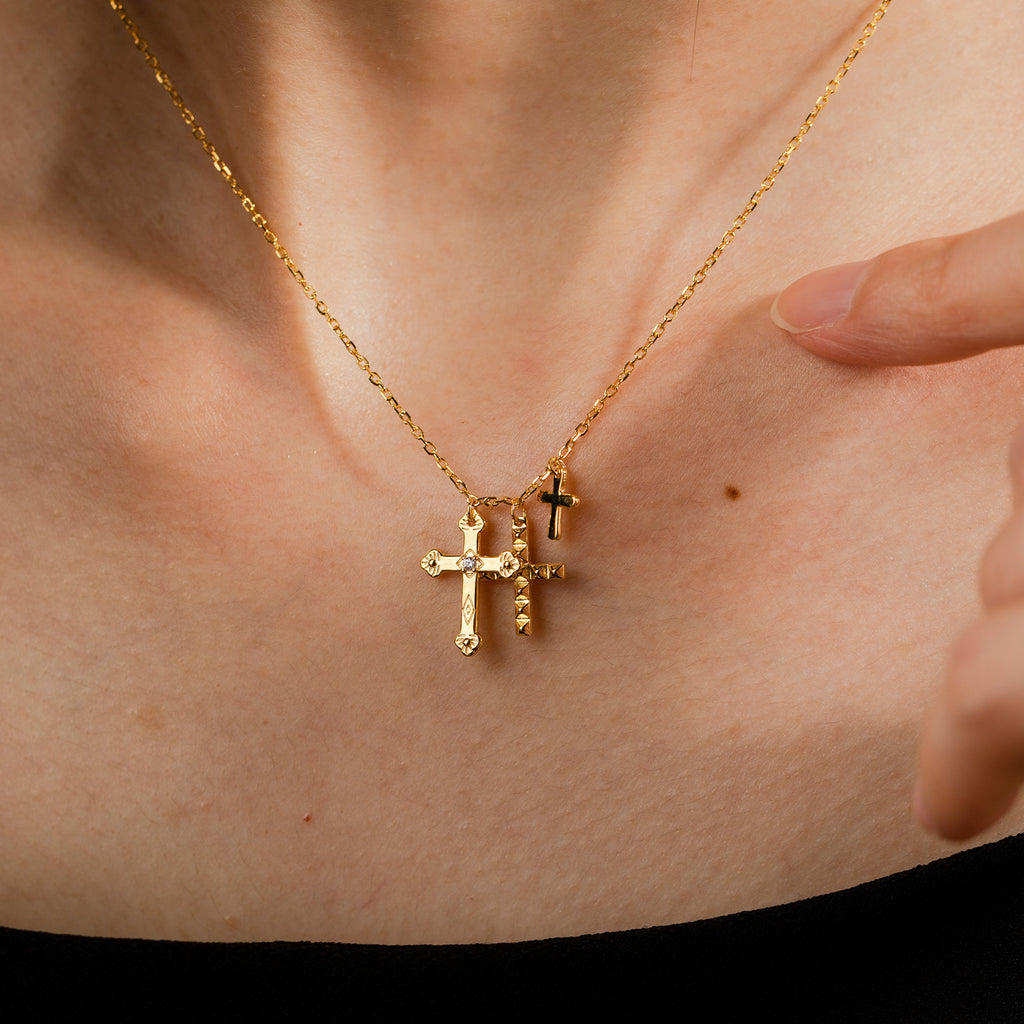 Trilogy Cross Chain | 925 Silver Clavicle Necklace