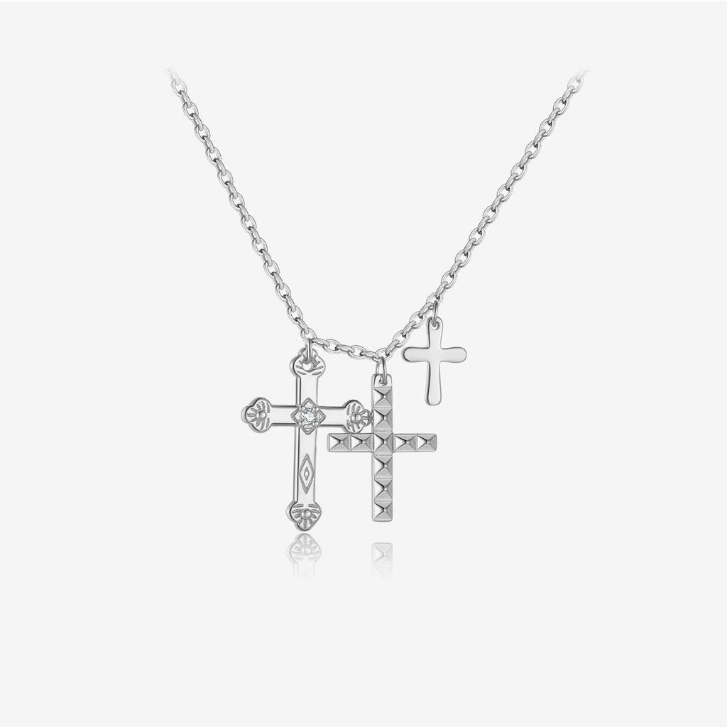 Trilogy Cross Chain | 925 Silver Clavicle Necklace